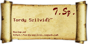 Tordy Szilvió névjegykártya